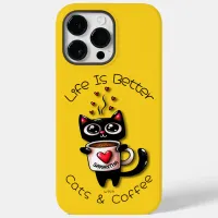 Life is Better with Cats and Coffee Cat Hearts Case-Mate iPhone 14 Pro Max Case