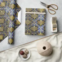 Blue Gold Christmas Pattern#30 ID1009 Wrapping Paper