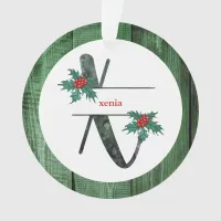 *~* Letter X   Rustic Christmas PHOTO Wood AP44 Ornament