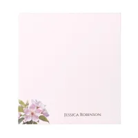 Elegant Pale Pink Apple Blossom Personalized Name Notepad