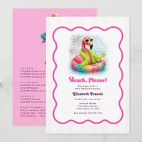 Beach Please Funny Flamingo Bachelorette Weekend Invitation