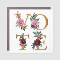 Gold Burgundy Floral Elegant Feminine Go Vote Car Magnet