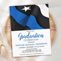  Police Academy Graduation Thin Blue Line Flag Invitation Postcard