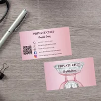 Private chef pink scale female QR code Business Card