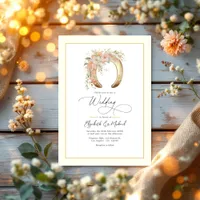 Elegant Floral Horseshoe Western Wedding QR Code Invitation