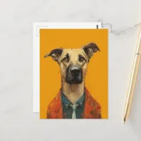 Adorable dog in a suit postcard