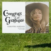 Congrats Graduate White Retro Graduation Photo Sign