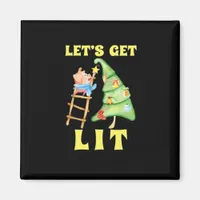Let's Get Lit Funny Christmas Drinking Classic Magnet