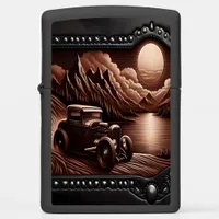 Leather-Styled Vintage Car Landscape Zippo Lighter