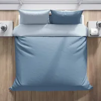 Minimalist Reversible Steel Blue Double Sided  Duvet Cover