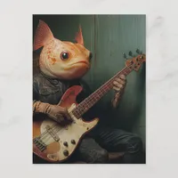 A funny fish playing guitar fantasy  postcard