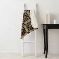 Stylish Black & Gold Art Deco Geometric Pattern Sherpa Blanket