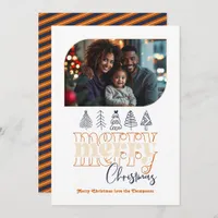 Burnt Orange Champagne & Navy Modern Retro Holiday