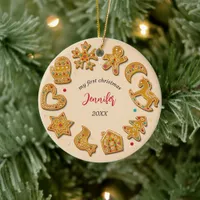 Gingerbread Cookies Baby First Christmas Ceramic Ornament