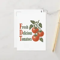 Funny Fresh Delicious Tomatoes Vintage woodblock  Postcard