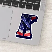 Monogram K American Flag Letter K Initial USA Sticker