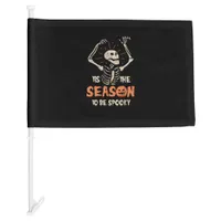 Tis The Season To Be Spooky Funny Skeleton Hallowe Car Flag