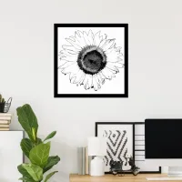 Black and White Sunflower Poster