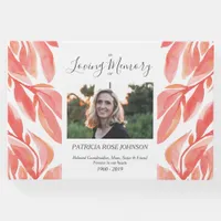 Peach Photo Memorial Funeral Remembrance Guest Book