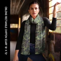 Military Green Camouflage Chiffon Scarf