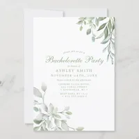 Rustic Watercolor Greenery Floral Bachelorette Invitation