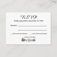 RSVP wedding cacti succulent flowers white Enclosure Card