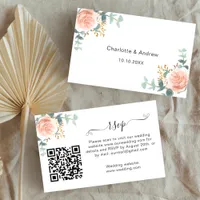 Rose flower wedding response website QR code RSVP Enclosure Card