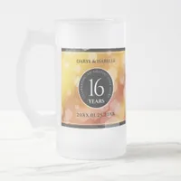 Elegant 16th Golden Topaz Wedding Anniversary Frosted Glass Beer Mug