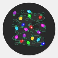 Christmas Lights -Let's Get Lit Lights- Merry & Br Classic Round Sticker