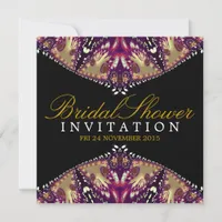 Modern Batik Gold+Burgundy Bridal Shower Invitatio Invitation