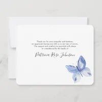 Blue Butterfly Funeral Memorial Thank You Note