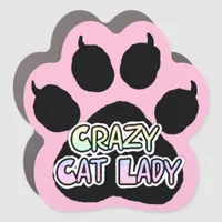 Crazy Cat Lady Paw Print Car Magnet