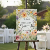 Watercolor Wildflower Meadow Bridal Shower Welcome Foam Board