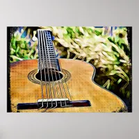 Acoustic Guitar Digital Art Poster