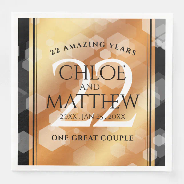 Elegant 22nd Copper Wedding Anniversary Paper Dinner Napkins