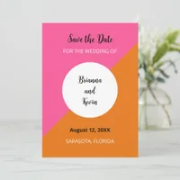 Geometric Pink Orange Wedding Save the Date