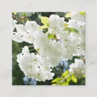 White Blossom Photo Square Business Card