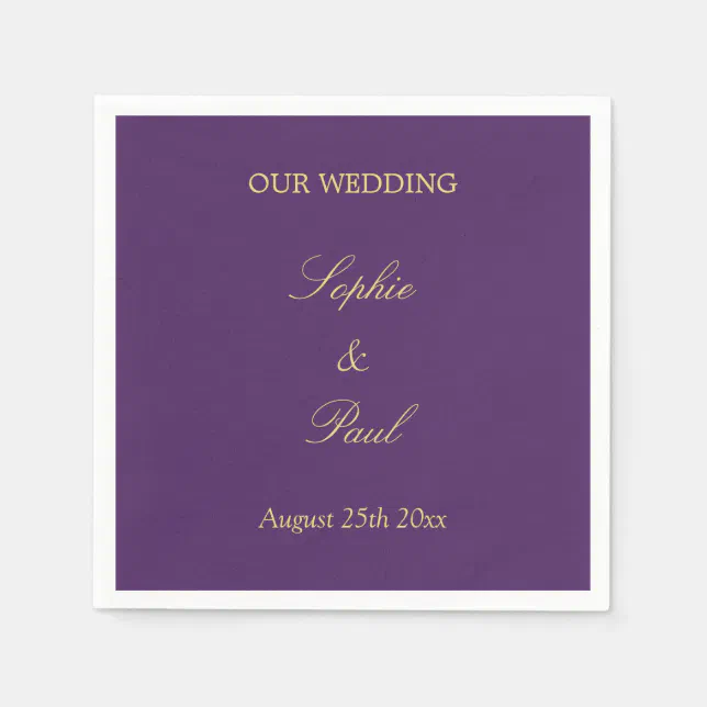 Purple Golden Beige Wedding Napkins