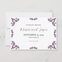 Mexican Talavera Purple Floral Minimalist Wedding Save The Date