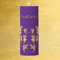 Gold Fairies with Pixie Dust on Purple Monogram | Pillar Candle