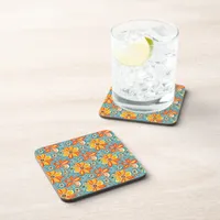 Groovy Flowers with Vintage Vibes Beverage Coaster