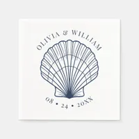 Seashell Beach Wedding Coastal Navy Blue  Napkins