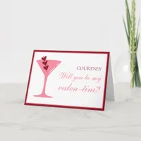 Personalized Martini Galentine's Day Red and Pink Card