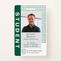 Modern Dark Green Student/Teacher Photo ID Badge