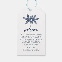 Starfish Navy Blue Beach Wedding Welcome Gift Tags