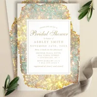 Chic Iridescent Glitter Bridal Shower Invitation