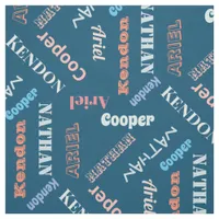 Add 4 Children's or Pet's Names Custom By The Yard Fabric