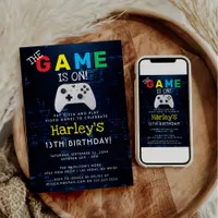 The Game Is On! Custom Photo Video Game Birthday Invitation