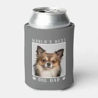 World's Best Dog Dad Paw Prints Pet Photo Gray Can Cooler
