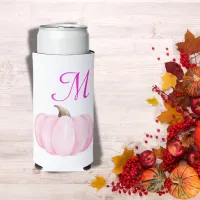 Monogram Initial with Pink Pumpkin |  Seltzer Can Cooler